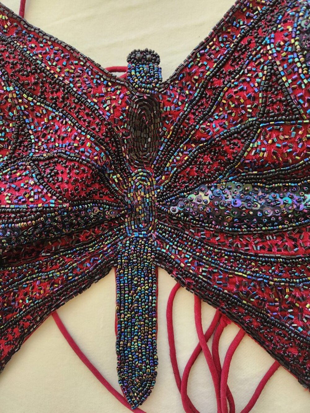 Vintage Passport Beaded Butterfly Top Size M Adjustable Straps Festival - Picture 6 of 8